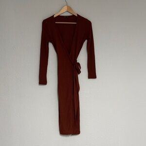 SHEIN Chic Long Sleeve Rust Dress